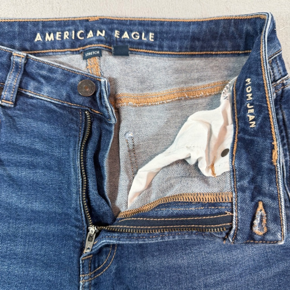 American Eagle Mom Jeans Womens 8R High Rise Medium Wash Stretch‎ Denim - Picture 6 of 11